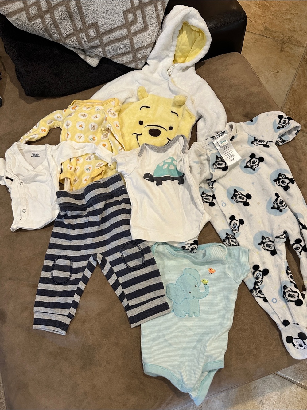Disney Baby Mixed Characters Footie & One-Piece Set - White, Yellow, Blue, Gray